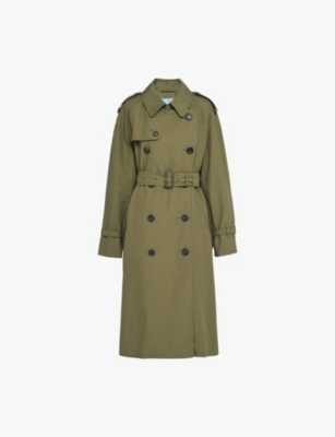 PRADA: Double-breasted oversized-fit cotton trench coat