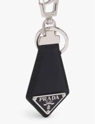 Prada Saffiano Leather Keychain In Black