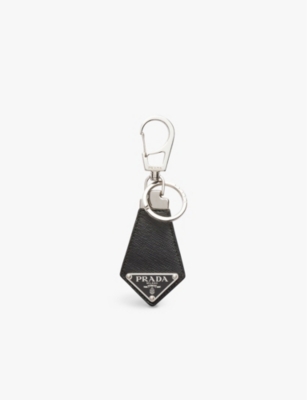 PRADA: Metal-logo saffiano-leather keychain