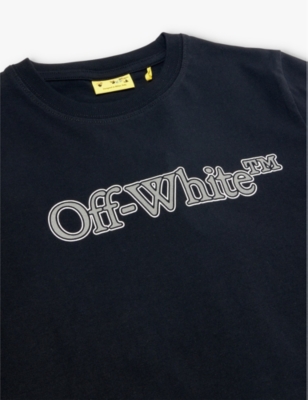 Shop Off-white Big Bookish Logo-print Long Sleeve Cotton Jersey Tshirt In Black - Reflective