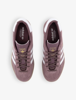 Adidas Originals Womens Shadow Fig White Gum Gazelle Indoor Suede Trainers Eur 37 / 4 Uk In Shadow Fig White Gum