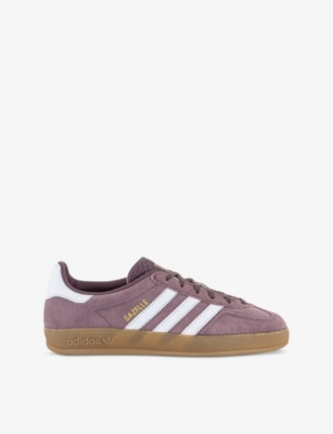 Adidas Originals Womens Shadow Fig White Gum Gazelle Indoor Suede Trainers Eur 37 / 4 Uk In Shadow Fig White Gum