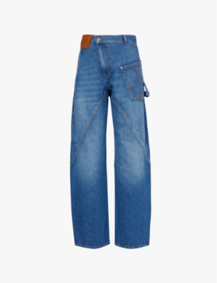 JW ANDERSON: Twisted straight-leg high-rise stretch-denim jeans