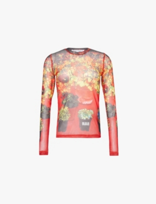 JW ANDERSON: Floral-print slim-fit stretch-recycled-polyester top