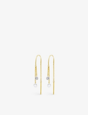 THE ALKEMISTRY: Aria 18ct yellow-gold and 0.36ct diamond drop earrings