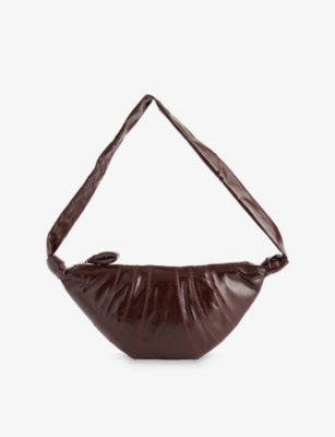 Lemaire Womens Chocolate Fondant Croissant Medium Coated-cotton Shoulder Bag