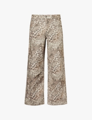 JADED LONDON: Colossus leopard-print wide-leg high-rise jeans