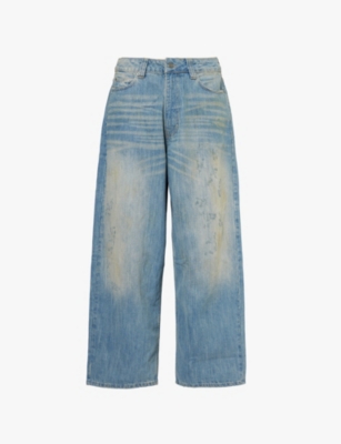 JADED LONDON: XL Colossus distressed wide-leg high-rise denim-blend jeans