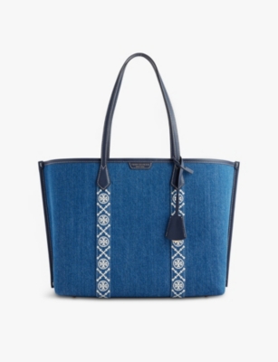 TORY BURCH: Perry triple-compartment denim tote bag