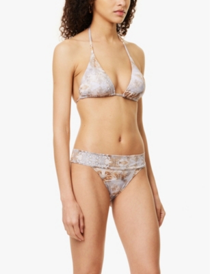 Gracejacob Womens Beige Sahara Graphic-print Bikini Top In Beige