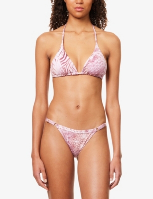 Gracejacob Womens Multi Tora Animal-print Bikini Top