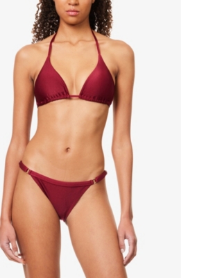 Gracejacob Womens Maroon Cherry Shimmer Triangle Bikini Top In Maroon