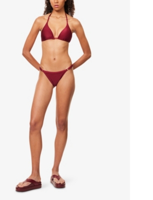 Gracejacob Womens Maroon Cherry Shimmer Mid-rise Bikini Bottoms In Maroon
