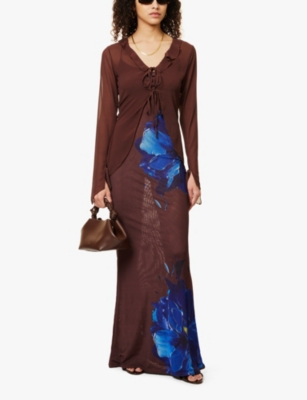 Gracejacob Womens Brown Coco Semi-sheer Chiffon Shirt In Brown