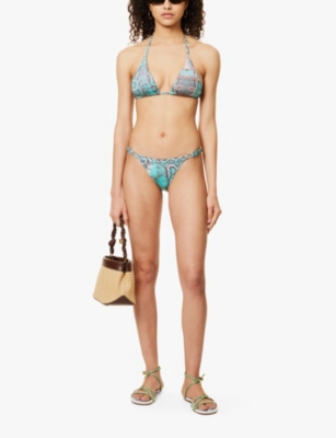Gracejacob Womens Green Aloura Graphic Print Bikini Bottom In Green