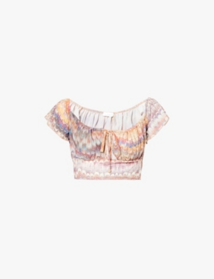 Shop Gracejacob Womens Rio Ruffle Woven Top Multi