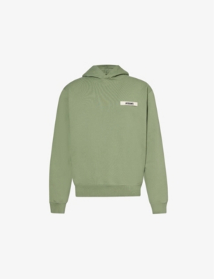 Jacquemus Mens Pale Green Logo-embroidered Cotton-jersey Hoody