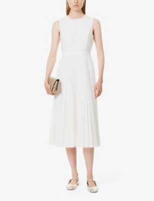 Shop Theory Women's White Pleated Sleeveless Woven Midi Dress