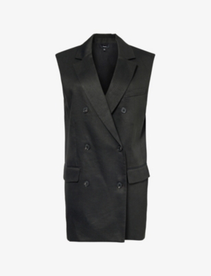 THEORY: Notch-lapel double-breasted linen-blend waistcoat
