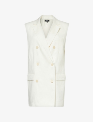 Shop Theory Women's Ivory Notch-lapel Double-breasted Linen-blend Waistcoat