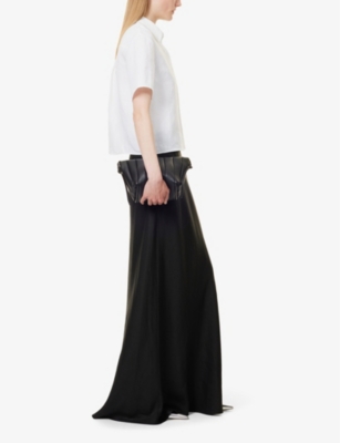 Shop Theory Women's Black Flared-hem Regular-fit Linen-blend Maxi Skirt