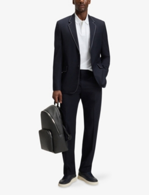 BOSS: Debossed-Logo Leather Backpack