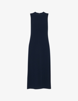 Whistles Womens Vy Erin Textured Woven Midi Dress In Navy