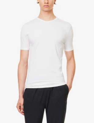 Zimmerli Mens White Pureness V-neck Stretch-woven T-shirt In White