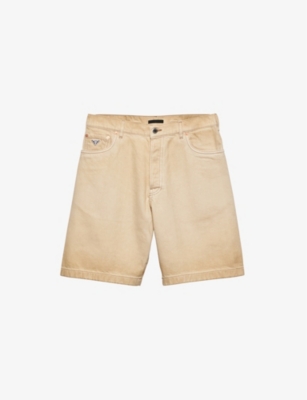 Prada Faded-effect Denim Shorts In Neutral