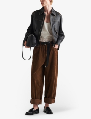 Prada Baggy Corduroy Pants In Brown