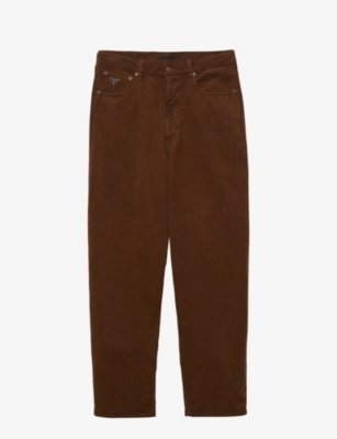 PRADA: Brand-plaque relaxed-fit cotton-corduroy trousers