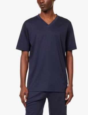 Shop Zimmerli Relaxed-fit Cotton-jersey T-shirt In Navy
