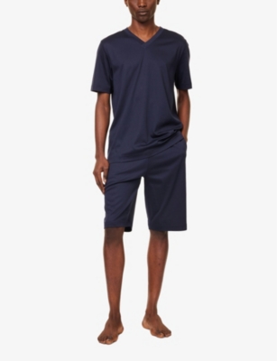 Zimmerli Mens Vy Relaxed-fit Cotton Shorts In Navy