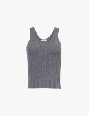 BLUMARINE: Cable-knit scoop-neck wool and cashmere-blend vest top