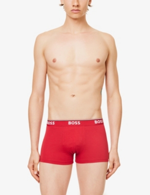 HUGO BOSS MENS OPEN MISCELLANEOUS PACK OF THREE STRETCH-COTTON TRUNKS