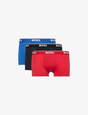 HUGO BOSS MENS OPEN MISCELLANEOUS PACK OF THREE STRETCH-COTTON TRUNKS