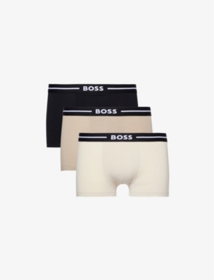 BOSS: Pack of three cotton-blend jersey trunks