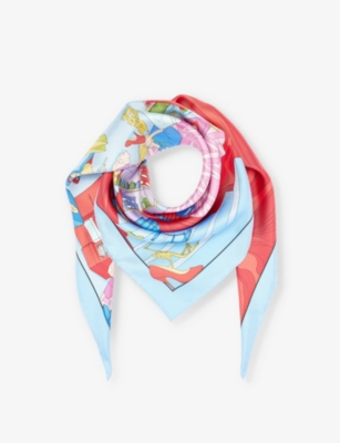 FERRAGAMO: Patterned square silk scarf