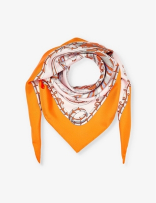 FERRAGAMO: Patterned square silk scarf