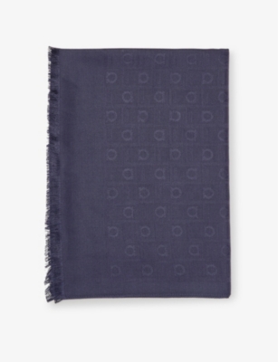 FERRAGAMO: Gancio silk and wool-blend scarf