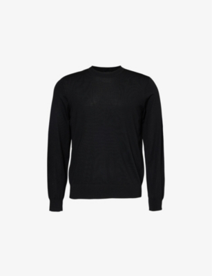 THEORY: Crewneck knitted wool-blend knitted jumper