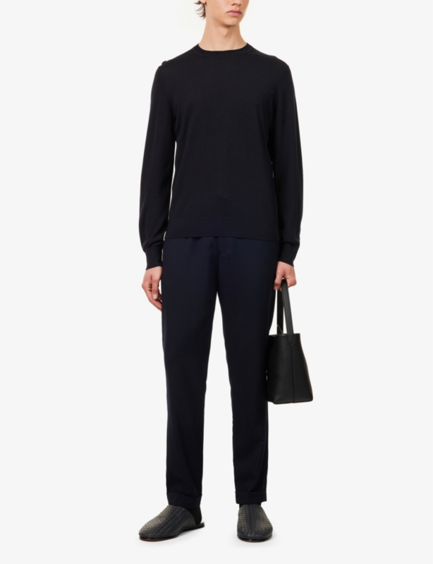 Crew-neck regular-fit wool knitted T-shirt