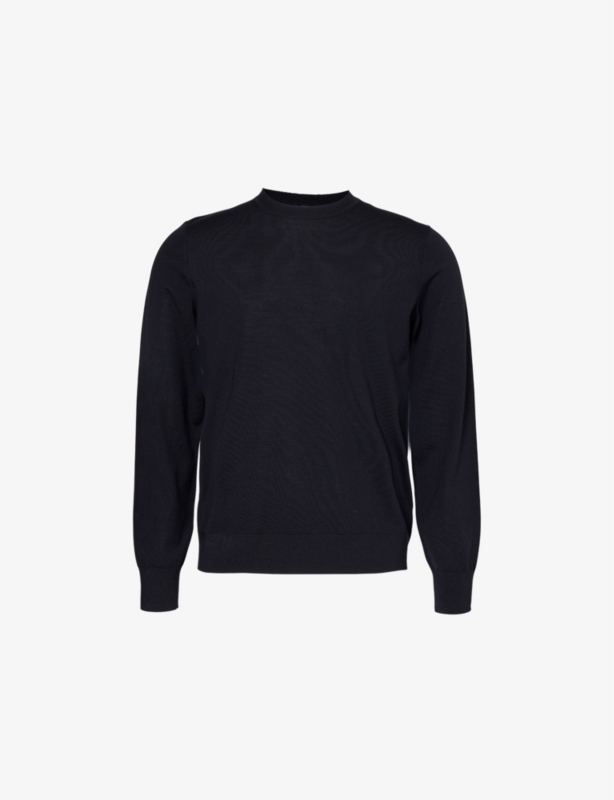 Crew-neck regular-fit wool knitted T-shirt