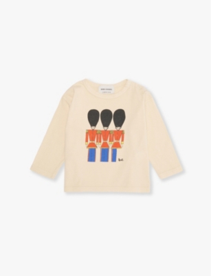 Shop Bobo Choses Little Soldiers Long-sleeved Organic-cotton T-shirt 3-24 M In Offwhite