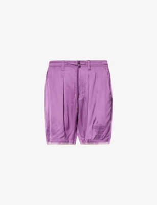 HONOR THE GIFT: Blanket Stitch brand-embroidered rayon-blend shorts