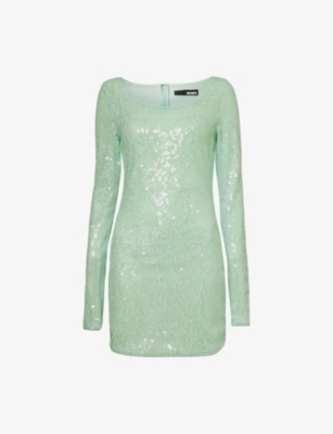 ROTATE BIRGER CHRISTENSEN: Sequin-embellished scoop-neck recycled-polyester mini dress