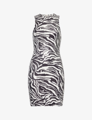 ROTATE BIRGER CHRISTENSEN: Animal-print sequin-embellished stretch-recycled-polyester mini dress