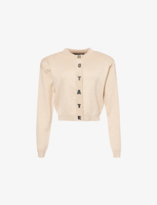 ROTATE BIRGER CHRISTENSEN: Branded-button long-sleeve cotton and cashmere-blend cardigan