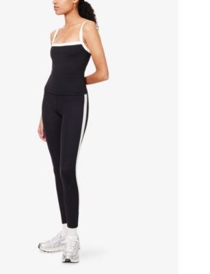 SPLITS59 WOMENS SPLITS59 CLARE BRAND-PRINT STRETCH-WOVEN LEGGINGS 