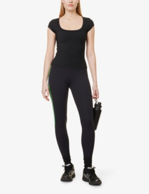 SPLITS59 WOMENS SPLITS59 CLARE LOGO-PRINT HIGH-RISE STRETCH-WOVEN LEGGINGS 